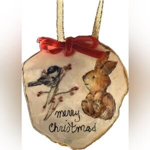 Christmas Ornament with Bird and Bunny Design